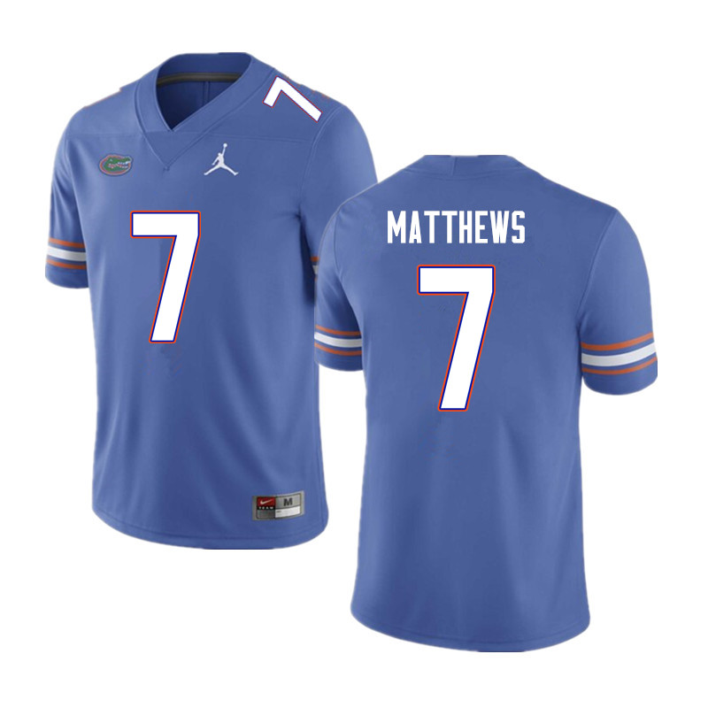 Men #7 Luke Matthews Florida Gators College Football Jerseys Sale-Blue - Click Image to Close